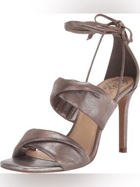 Vince Camuto womens Andrequa High Heel Sandal Lace Up Tie Pewter Taupe Size 8.5